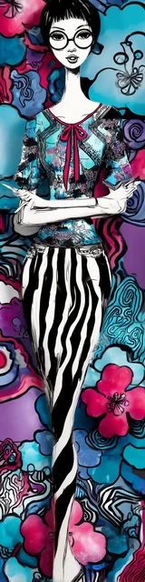 Free teacher bookmark featuring a teacher wearing red and blue vertical striped pants